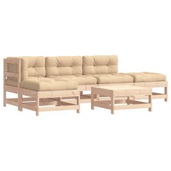 vidaXL Juego de muebles de jardín 6 piezas y cojines madera maciza