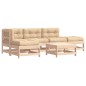 vidaXL Juego de muebles de jardín 6 piezas y cojines madera maciza vidaXL Juego de muebles de jardín 6 piezas y cojines madera maciza