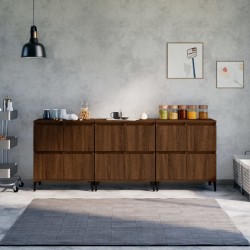 vidaXL Aparadores 3 uds madera contrachapada marrón roble 60x35x70 cm