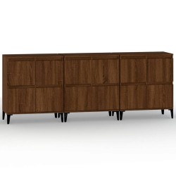 vidaXL Aparadores 3 uds madera contrachapada marrón roble 60x35x70 cm