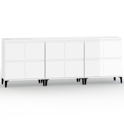 vidaXL Aparadores 3 uds madera contrachapada blanco brillo 60x35x70 cm