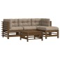 vidaXL Juego muebles jardín 5 pzas y cojines madera maciza marrón miel