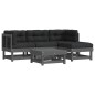 vidaXL Juego de muebles jardín 5 piezas y cojines madera maciza gris vidaXL Juego de muebles jardín 5 piezas y cojines madera maciza gris
