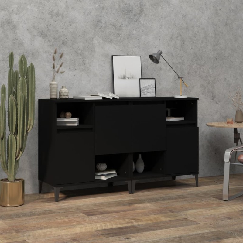 vidaXL Aparadores 2 uds madera contrachapada negro 60x35x70 cm vidaXL Aparadores 2 uds madera contrachapada negro 60x35x70 cm