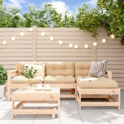 vidaXL Juego de muebles de jardín 5 piezas y cojines madera maciza