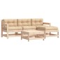 vidaXL Juego de muebles de jardín 5 piezas y cojines madera maciza vidaXL Juego de muebles de jardín 5 piezas y cojines madera maciza