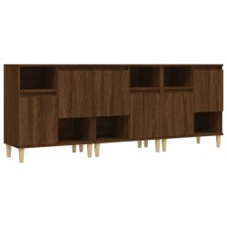 vidaXL Aparadores 3 uds madera contrachapada marrón roble 60x35x70 cm