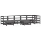 vidaXL Juego de muebles de jardín 8 pzas y cojines madera maciza gris vidaXL Juego de muebles de jardín 8 pzas y cojines madera maciza gris