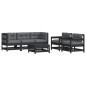 vidaXL Juego de muebles de jardín 6 pzas y cojines madera maciza negro vidaXL Juego de muebles de jardín 6 pzas y cojines madera maciza negro