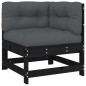 vidaXL Juego de muebles de jardín 6 pzas y cojines madera maciza negro vidaXL Juego de muebles de jardín 6 pzas y cojines madera maciza negro