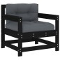 vidaXL Juego de muebles de jardín 6 pzas y cojines madera maciza negro vidaXL Juego de muebles de jardín 6 pzas y cojines madera maciza negro