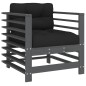 vidaXL Juego de muebles de jardín 7 pzas y cojines madera maciza gris vidaXL Juego de muebles de jardín 7 pzas y cojines madera maciza gris