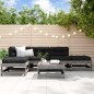 vidaXL Juego de muebles de jardín 6 pzas y cojines madera maciza gris vidaXL Juego de muebles de jardín 6 pzas y cojines madera maciza gris
