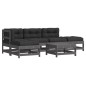 vidaXL Juego de muebles de jardín 6 pzas y cojines madera maciza gris vidaXL Juego de muebles de jardín 6 pzas y cojines madera maciza gris