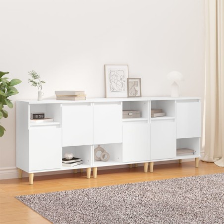 vidaXL Aparadores 3 uds madera contrachapada blanco 60x35x70 cm