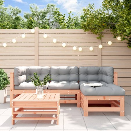 vidaXL Juego de muebles jardín 5 pzas y cojines madera abeto Douglas