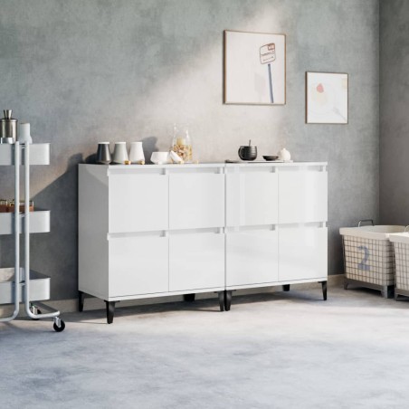vidaXL Aparadores 2 uds madera contrachapada blanco brillo 60x35x70 cm