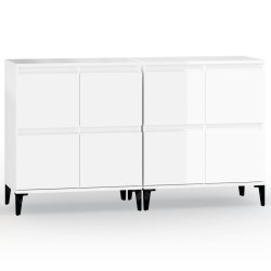 vidaXL Aparadores 2 uds madera contrachapada blanco brillo 60x35x70 cm