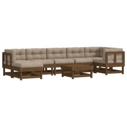 vidaXL Juego muebles jardín 8 pzas y cojines madera maciza marrón miel