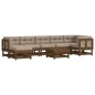 vidaXL Juego muebles jardín 8 pzas y cojines madera maciza marrón miel vidaXL Juego muebles jardín 8 pzas y cojines madera maciza marrón miel