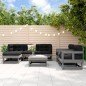 vidaXL Juego de muebles de jardín 7 pzas y cojines madera maciza gris vidaXL Juego de muebles de jardín 7 pzas y cojines madera maciza gris