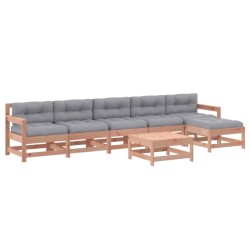 vidaXL Juego de muebles jardín 7 pzas y cojines madera abeto Douglas