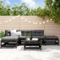 vidaXL Juego de muebles de jardín 6 pzas y cojines madera maciza negro vidaXL Juego de muebles de jardín 6 pzas y cojines madera maciza negro