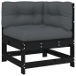 vidaXL Juego de muebles de jardín 6 pzas y cojines madera maciza negro vidaXL Juego de muebles de jardín 6 pzas y cojines madera maciza negro