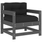 vidaXL Juego de muebles de jardín 7 pzas y cojines madera maciza gris vidaXL Juego de muebles de jardín 7 pzas y cojines madera maciza gris