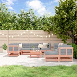 vidaXL Juego de muebles jardín 10 pzas y cojines madera abeto Douglas