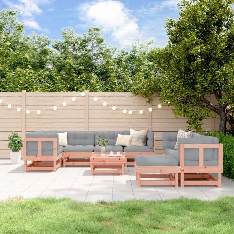 vidaXL Juego de muebles jardín 10 pzas y cojines madera abeto Douglas