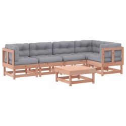 vidaXL Juego de muebles jardín 6 pzas y cojines madera abeto Douglas