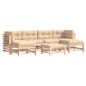 vidaXL Juego de muebles de jardín 7 piezas y cojines madera maciza vidaXL Juego de muebles de jardín 7 piezas y cojines madera maciza