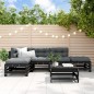 vidaXL Juego de muebles de jardín 6 pzas y cojines madera maciza negro vidaXL Juego de muebles de jardín 6 pzas y cojines madera maciza negro