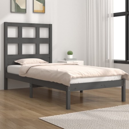 vidaXL Estructura de cama de madera maciza de pino gris 100x200 cm
