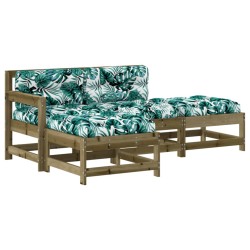 vidaXL Juego de muebles jardín 4 pzas y cojines madera pino impregnada