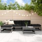 vidaXL Juego de muebles de jardín 6 pzas y cojines madera maciza gris vidaXL Juego de muebles de jardín 6 pzas y cojines madera maciza gris