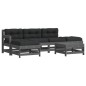 vidaXL Juego de muebles de jardín 6 pzas y cojines madera maciza gris vidaXL Juego de muebles de jardín 6 pzas y cojines madera maciza gris