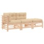 vidaXL Juego de sofás de jardín 3 pzas con cojines madera maciza vidaXL Juego de sofás de jardín 3 pzas con cojines madera maciza