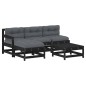 vidaXL Juego de muebles de jardín 5 pzas y cojines madera maciza negro
