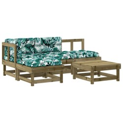 vidaXL Juego de muebles jardín 5 pzas y cojines madera pino impregnada