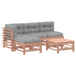 vidaXL Juego de muebles jardín 5 pzas y cojines madera abeto Douglas