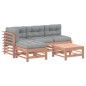 vidaXL Juego de muebles jardín 5 pzas y cojines madera abeto Douglas