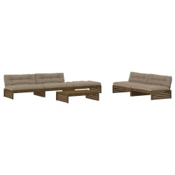vidaXL Juego muebles jardín 6 pzas y cojines madera maciza marrón miel