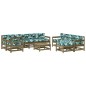 vidaXL Juego muebles jardín 10 pzas y cojines madera pino impregnada vidaXL Juego muebles jardín 10 pzas y cojines madera pino impregnada