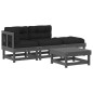 vidaXL Juego de muebles de jardín 4 pzas y cojines madera maciza gris vidaXL Juego de muebles de jardín 4 pzas y cojines madera maciza gris