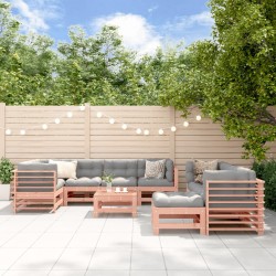 vidaXL Juego de muebles jardín 10 pzas y cojines madera abeto Douglas