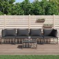 vidaXL Juego de muebles de jardín 5 pzas y cojines ratán PE antracita vidaXL Juego de muebles de jardín 5 pzas y cojines ratán PE antracita