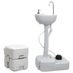 vidaXL Juego de inodoro con lavabo portátil para camping