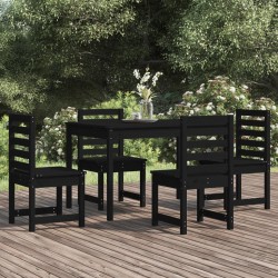 vidaXL Juego de comedor de jardín 5 piezas madera maciza pino negro